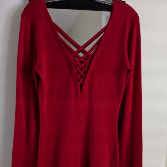 Red Sweater Dress - Picture 3 of 4